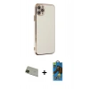 MARSİLYAN™- iPhone 11 Pro Max Kılıf Yankı Serisi - Siyah 18D Cam Ekran Koruyucu + Rainbow Kamera Lens Koruma Cam - YL
