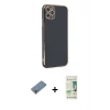 MARSİLYAN™- iPhone 11 Pro Max Kılıf Yankı Serisi - Siyah 20D Premium Cam Ekran Koruyucu + Metal Kamera Lens Koruma Cam - AKYL