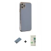 MARSİLYAN™- iPhone 11 Pro Max Kılıf Yankı Serisi - Siyah 20D Premium Cam Ekran Koruyucu + Gümüş Shine Kamera Lens Koruma Cam