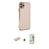 MARSİLYAN™- iPhone 11 Pro Max Kılıf Yankı Serisi - Siyah 20D Premium Cam Ekran Koruyucu + Renkli Kamera Lens Koruma Cam - MI
