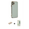 MARSİLYAN™- iPhone 11 Pro Max Kılıf Yankı Serisi - Siyah 20D Premium Cam Ekran Koruyucu + Renkli Kamera Lens Koruma Cam - MI