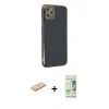 MARSİLYAN™- iPhone 11 Pro Max Kılıf Yankı Serisi - Siyah 20D Premium Cam Ekran Koruyucu + Renkli Kamera Lens Koruma Cam - MI