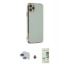 MARSİLYAN™- iPhone 11 Pro Max Kılıf Yankı Serisi - Siyah 20D Premium Cam Ekran Koruyucu + Pers Alüminyum Kamera Lens - LT
