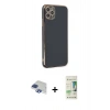 MARSİLYAN™- iPhone 11 Pro Max Kılıf Yankı Serisi - Siyah 20D Premium Cam Ekran Koruyucu + Pers Alüminyum Kamera Lens - LT