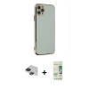 MARSİLYAN™- iPhone 11 Pro Max Kılıf Yankı Serisi - Siyah 20D Premium Cam Ekran Koruyucu + Pers Alüminyum Kamera Lens - SH