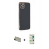 MARSİLYAN™- iPhone 11 Pro Max Kılıf Yankı Serisi - Siyah 20D Premium Cam Ekran Koruyucu + Rainbow Kamera Lens Koruma Cam - GD