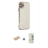 MARSİLYAN™- iPhone 11 Pro Max Kılıf Yankı Serisi - Siyah 20D Premium Cam Ekran Koruyucu + Renkli Kamera Lens Koruma Cam - PE