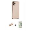 MARSİLYAN™- iPhone 11 Pro Max Kılıf Yankı Serisi - Siyah 20D Premium Cam Ekran Koruyucu + Renkli Kamera Lens Koruma Cam - PE