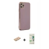 MARSİLYAN™- iPhone 11 Pro Max Kılıf Yankı Serisi - Siyah 20D Premium Cam Ekran Koruyucu + Renkli Kamera Lens Koruma Cam - PE