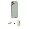 MARSİLYAN™- iPhone 11 Pro Max Kılıf Yankı Serisi - Siyah 20D Premium Cam Ekran Koruyucu + Renkli Kamera Lens Koruma Cam - PE