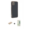 MARSİLYAN™- iPhone 11 Pro Max Kılıf Yankı Serisi - Siyah 20D Premium Cam Ekran Koruyucu + Sarı Renkli Kamera Lens Koruma Cam