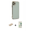 MARSİLYAN™- iPhone 11 Pro Max Kılıf Yankı Serisi - Siyah 20D Premium Cam Ekran Koruyucu + Sarı Renkli Kamera Lens Koruma Cam