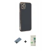 MARSİLYAN™- iPhone 11 Pro Max Kılıf Yankı Serisi - Siyah 20D Premium Cam Ekran Koruyucu + Shine Kamera Lens Koruma Cam - SH