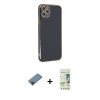 MARSİLYAN™- iPhone 11 Pro Max Kılıf Yankı Serisi - Siyah 20D Premium Cam Ekran Koruyucu + Metal Kamera Lens Koruma Cam - SH