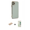 MARSİLYAN™- iPhone 11 Pro Max Kılıf Yankı Serisi - Siyah 20D Premium Cam Ekran Koruyucu + Renkli Kamera Lens Koruma Cam - TU