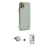 MARSİLYAN™- iPhone 11 Pro Max Kılıf Yankı Serisi - Siyah 20D Premium Cam Ekran Koruyucu + Pers Alüminyum Kamera Lens - YL