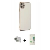 MARSİLYAN™- iPhone 11 Pro Max Kılıf Yankı Serisi - Siyah 20D Premium Cam Ekran Koruyucu + Pers Alüminyum Kamera Lens - YL