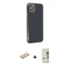MARSİLYAN™- iPhone 11 Pro Max Kılıf Yankı Serisi - Siyah 20D Premium Cam Ekran Koruyucu + Renkli Kamera Lens Koruma Cam - YL