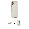 MARSİLYAN™- iPhone 11 Pro Max Kılıf Yankı Serisi - Siyah 20D Premium Cam Ekran Koruyucu + Renkli Kamera Lens Koruma Cam - YL