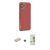 MARSİLYAN™- iPhone 11 Pro Max Kılıf Yankı Serisi - Siyah 20D Premium Cam Ekran Koruyucu + Renkli Kamera Lens Koruma Cam - YL