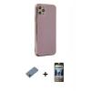 MARSİLYAN™- iPhone 11 Pro Max Kılıf Yankı Serisi - Siyah 34D Hayalet Izgaralı Cam + Shine Kamera Lens Koruma Cam - GI