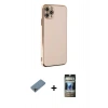 MARSİLYAN™- iPhone 11 Pro Max Kılıf Yankı Serisi - Siyah 34D Hayalet Izgaralı Cam + Shine Kamera Lens Koruma Cam - GI