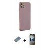MARSİLYAN™- iPhone 11 Pro Max Kılıf Yankı Serisi - Siyah 34D Hayalet Izgaralı Cam + Shine Kamera Lens Koruma Cam - GD