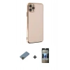 MARSİLYAN™- iPhone 11 Pro Max Kılıf Yankı Serisi - Siyah 34D Hayalet Izgaralı Cam + Shine Kamera Lens Koruma Cam - GD