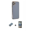 MARSİLYAN™- iPhone 11 Pro Max Kılıf Yankı Serisi - Siyah 34D Hayalet Izgaralı Cam + Shine Kamera Lens Koruma Cam - GD