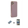 MARSİLYAN™- iPhone 11 Pro Max Kılıf Yankı Serisi - Siyah 34D Hayalet Izgaralı Cam + Metal Kamera Lens Koruma Cam - GS