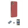 MARSİLYAN™- iPhone 11 Pro Max Kılıf Yankı Serisi - Siyah 34D Hayalet Izgaralı Cam + Metal Kamera Lens Koruma Cam - GS