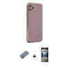 MARSİLYAN™- iPhone 11 Pro Max Kılıf Yankı Serisi - Siyah 34D Hayalet Izgaralı Cam + Shine Kamera Lens Koruma Cam - GS