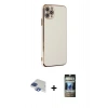 MARSİLYAN™- iPhone 11 Pro Max Kılıf Yankı Serisi - Siyah 34D Hayalet Izgaralı Cam + Pers Alüminyum Kamera Lens - LT