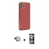 MARSİLYAN™- iPhone 11 Pro Max Kılıf Yankı Serisi - Siyah 34D Hayalet Izgaralı Cam + Pers Alüminyum Kamera Lens - LT
