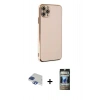 MARSİLYAN™- iPhone 11 Pro Max Kılıf Yankı Serisi - Siyah 34D Hayalet Izgaralı Cam + Pers Alüminyum Kamera Lens - LT