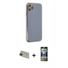 MARSİLYAN™- iPhone 11 Pro Max Kılıf Yankı Serisi - Siyah 34D Hayalet Izgaralı Cam + Rainbow Kamera Lens Koruma Cam - YL