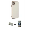 MARSİLYAN™- iPhone 11 Pro Max Kılıf Yankı Serisi - Siyah 34D Hayalet Izgaralı Cam + Rainbow Kamera Lens Koruma Cam - YL