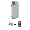 MARSİLYAN™- iPhone 11 Pro Max Kılıf Yankı Serisi - Siyah 34D Hayalet Izgaralı Cam + Rainbow Kamera Lens Koruma Cam - YL