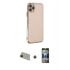 MARSİLYAN™- iPhone 11 Pro Max Kılıf Yankı Serisi - Siyah 34D Hayalet Izgaralı Cam + Rainbow Kamera Lens Koruma Cam - YL