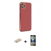 MARSİLYAN™- iPhone 11 Pro Max Kılıf Yankı Serisi - Siyah 34D Hayalet Izgaralı Cam + Renkli Kamera Lens Koruma Cam - YL