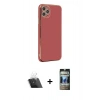 MARSİLYAN™- iPhone 11 Pro Max Kılıf Yankı Serisi - Siyah 34D Hayalet Izgaralı Cam + Kamera Lens Koruma Cam - SF