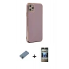 MARSİLYAN™- iPhone 11 Pro Max Kılıf Yankı Serisi - Siyah 34D Hayalet Izgaralı Cam + Shine Kamera Lens Koruma Cam - SABE