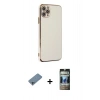MARSİLYAN™- iPhone 11 Pro Max Kılıf Yankı Serisi - Siyah 34D Hayalet Izgaralı Cam + Shine Kamera Lens Koruma Cam - SABE
