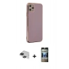 MARSİLYAN™- iPhone 11 Pro Max Kılıf Yankı Serisi - Siyah 34D Hayalet Izgaralı Cam + Pers Alüminyum Kamera Lens - SH
