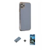 MARSİLYAN™- iPhone 11 Pro Max Kılıf Yankı Serisi - Siyah 34D Izgaralı Cam + Shine Kamera Lens Koruma Cam - GS