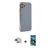 MARSİLYAN™- iPhone 11 Pro Max Kılıf Yankı Serisi - Siyah 34D Izgaralı Cam + Pers Alüminyum Kamera Lens - LT