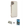 MARSİLYAN™- iPhone 11 Pro Max Kılıf Yankı Serisi - Siyah 34D Izgaralı Cam + Rainbow Kamera Lens Koruma Cam - GD