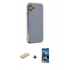 MARSİLYAN™- iPhone 11 Pro Max Kılıf Yankı Serisi - Siyah 34D Izgaralı Cam + Renkli Kamera Lens Koruma Cam - MI