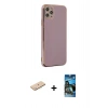 MARSİLYAN™- iPhone 11 Pro Max Kılıf Yankı Serisi - Siyah 34D Izgaralı Cam + Renkli Kamera Lens Koruma Cam - MI