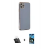MARSİLYAN™- iPhone 11 Pro Max Kılıf Yankı Serisi - Siyah 34D Izgaralı Cam + Şeffaf Kamera Lens Koruma Cam
